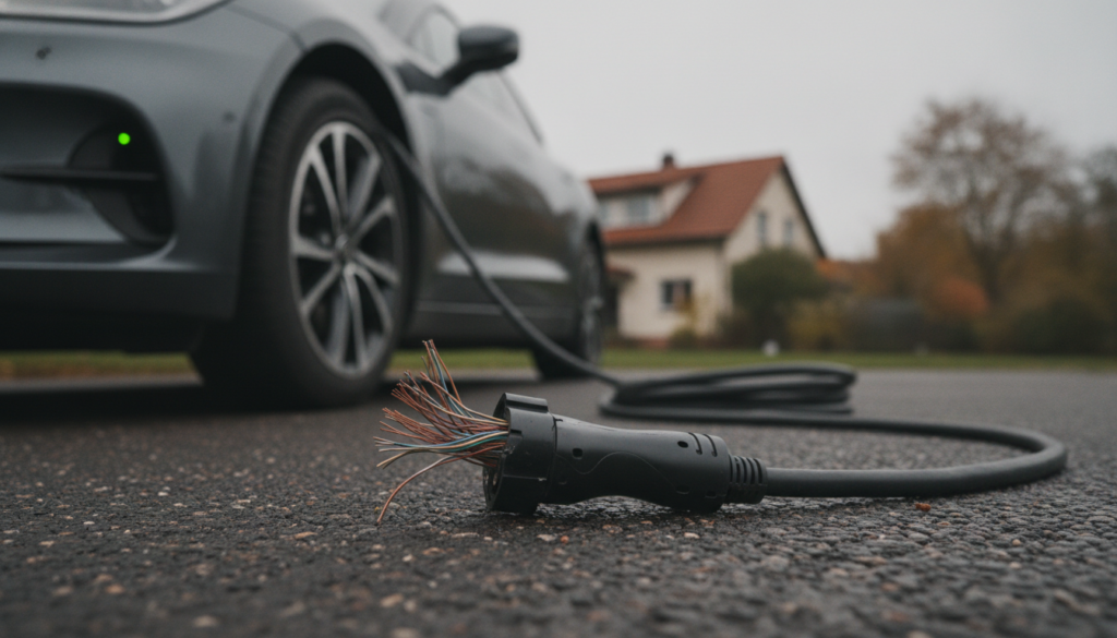 Defektes Ladekabel am Elektrofahrzeug