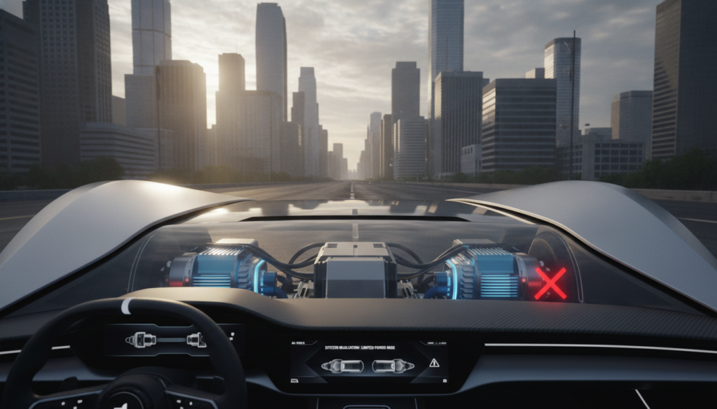Dual-Motor-E-Auto mit eingeschränkter Antriebsleistung