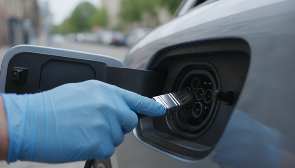 Elektroauto-Ladeanschluss sicher prüfen und reinigen