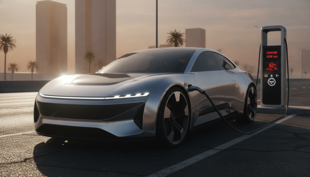 Elektroauto lädt bei Hitze langsam