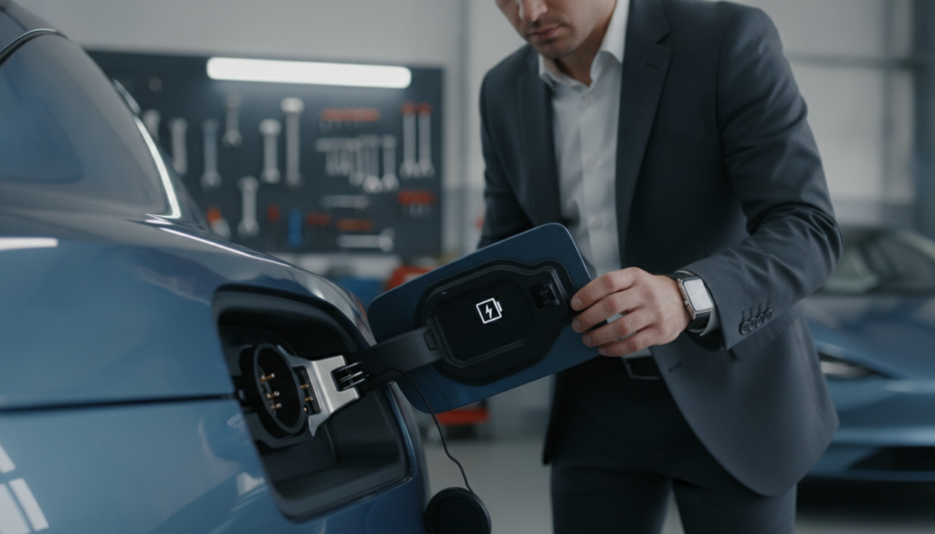 Ladeklappe am Elektroauto prüfen