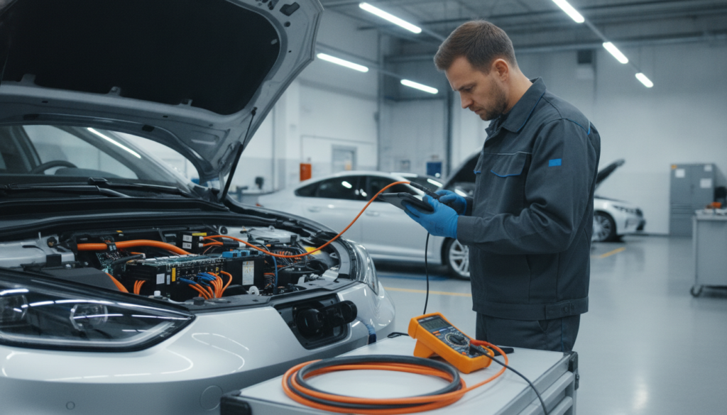 Technische Prüfung der Ladeleistung beim Elektroauto