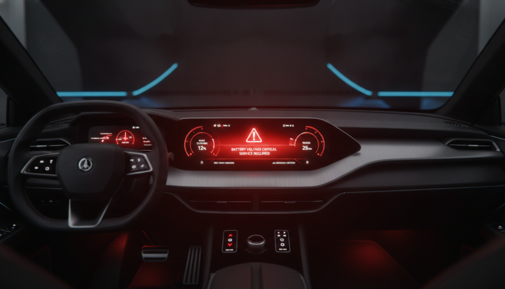 Warnzeichen Batteriespannung im E-Auto